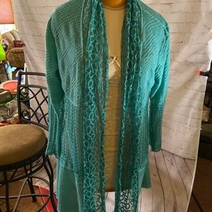 LADIES WOM,EN PLUS SIZE 2X SWEATER JACKET TEAL BLUE NWOT